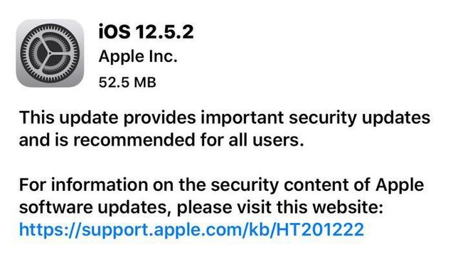 宁城苹果手机维修分享iOS12.5.2发布，建议所有老苹果用户安装 